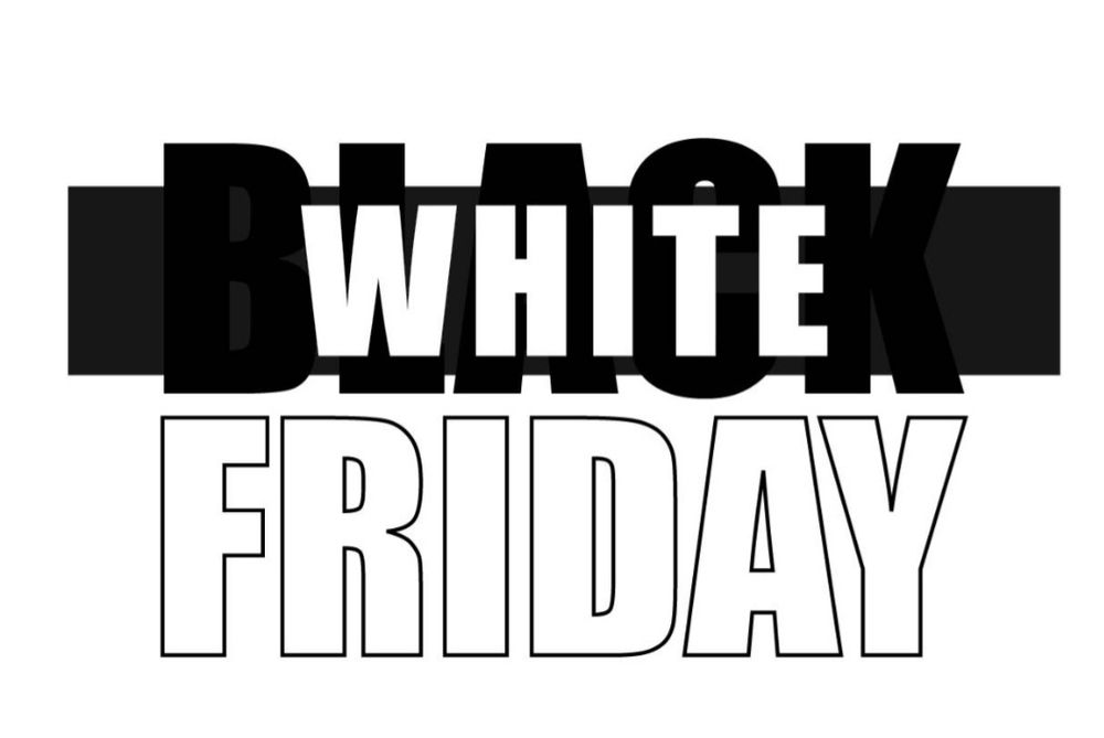 Logo black Friday dont le mot black est barré par le mot White