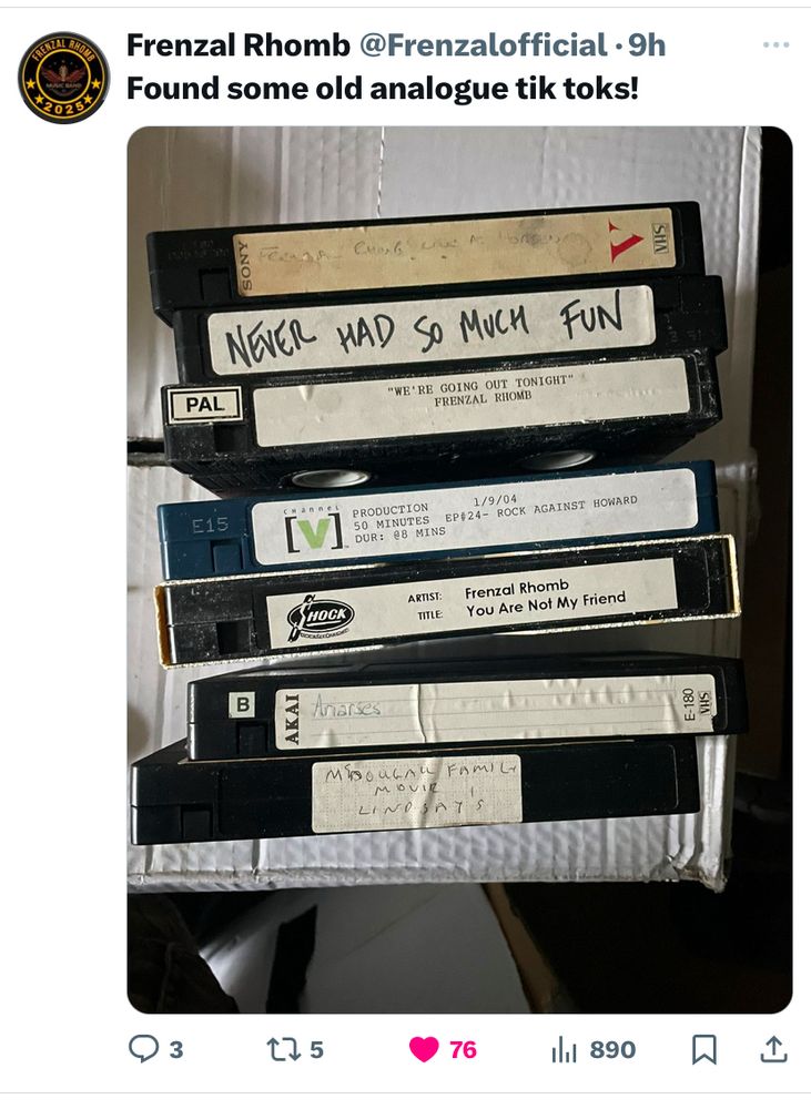 A collection of VHS videos featuring songs by Frenzal Rhomb, a Sydney-based punk band of the 1990s and 2000s.