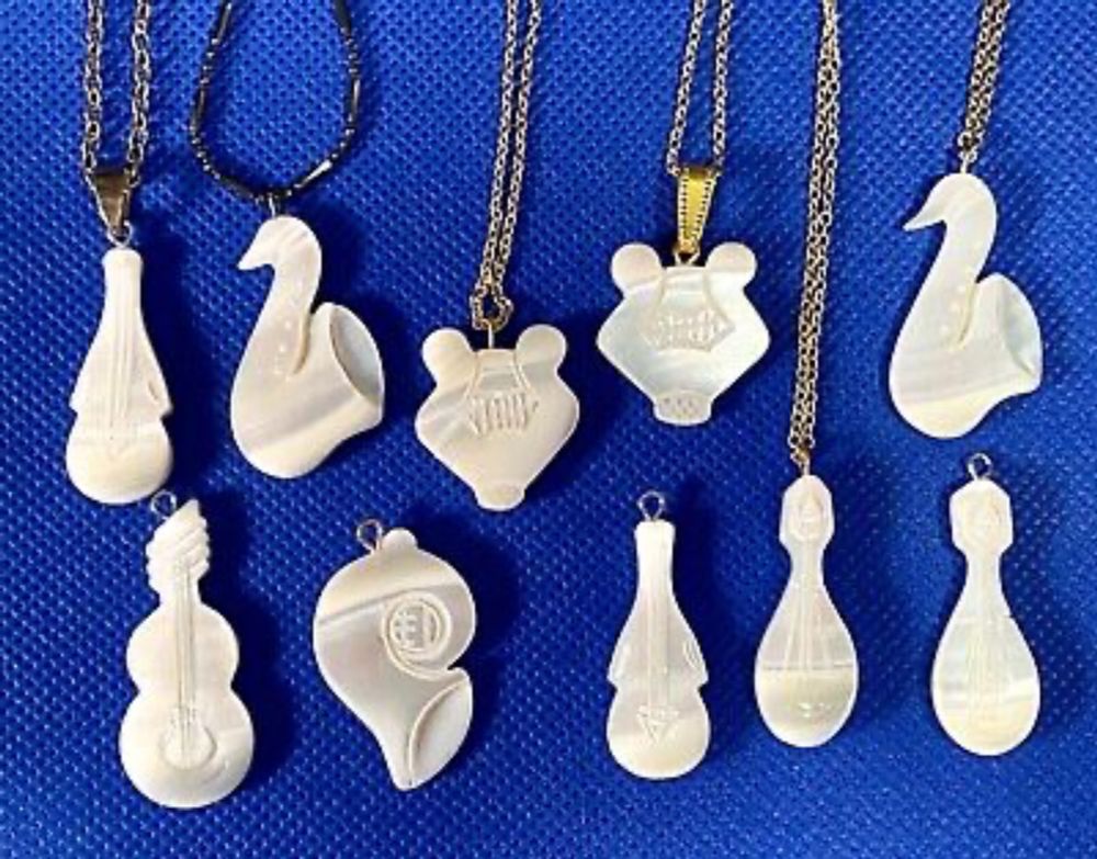 Vintage Mother Of Pearl Music Instruments Pendant Necklaces Clearance Jewelry  | eBay