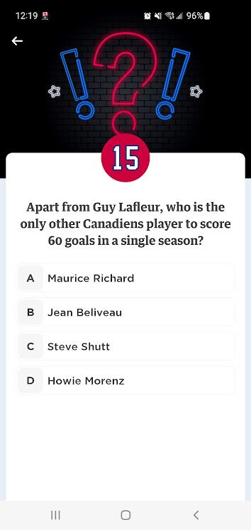Screencap of Club 1909 Surprise Question for August 06, found in May 14-15 posts on main feed of Montreal Canadiens app.
Answer is C - Steve Shutt.