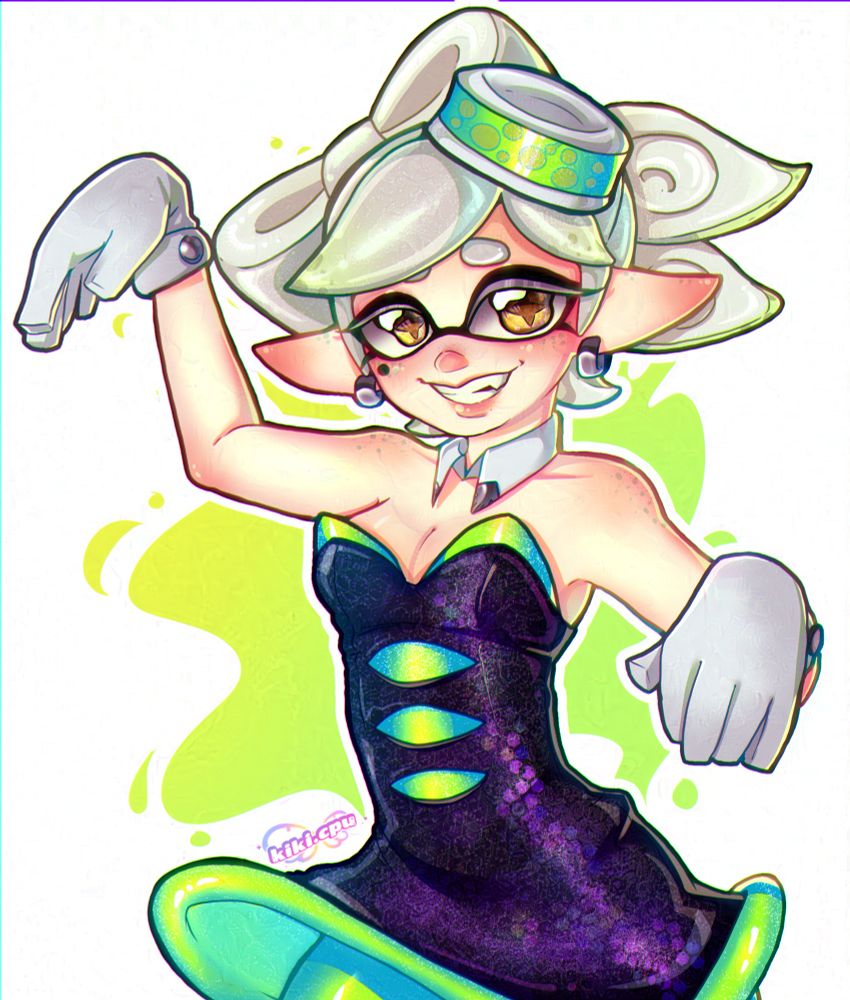 Marie from Splatoon doing her signature pose and smiling