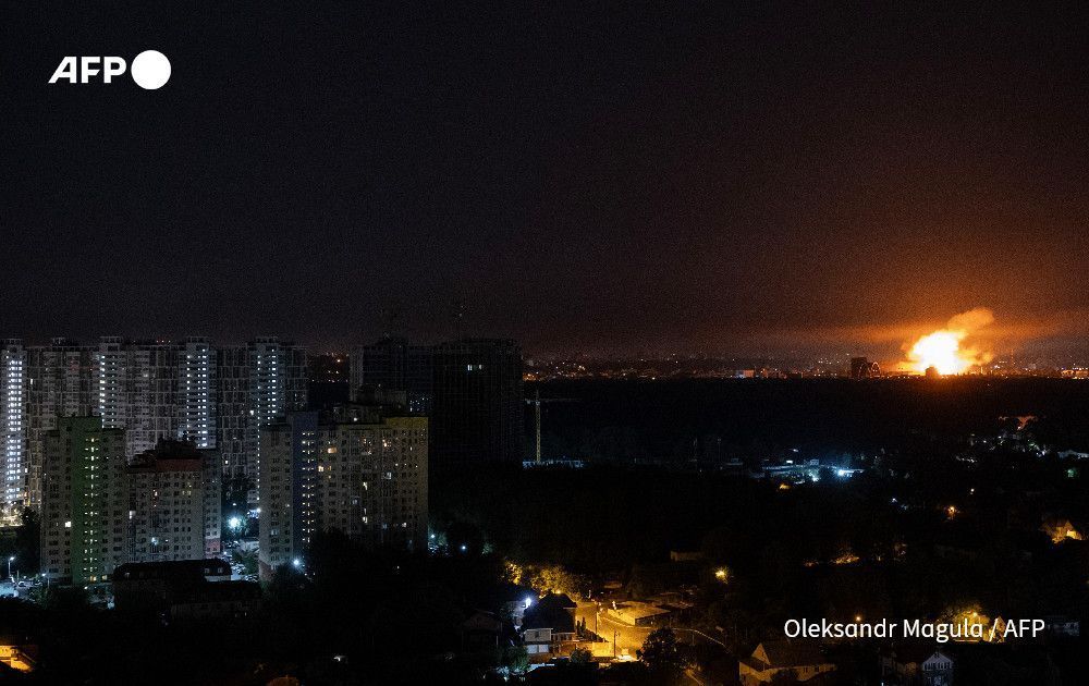 Ukrainian air defences deploy against Russian drones during a night of mass drone and missile strikes on Kyiv on July 10, 2025, amid the Russian invasion in Ukraine