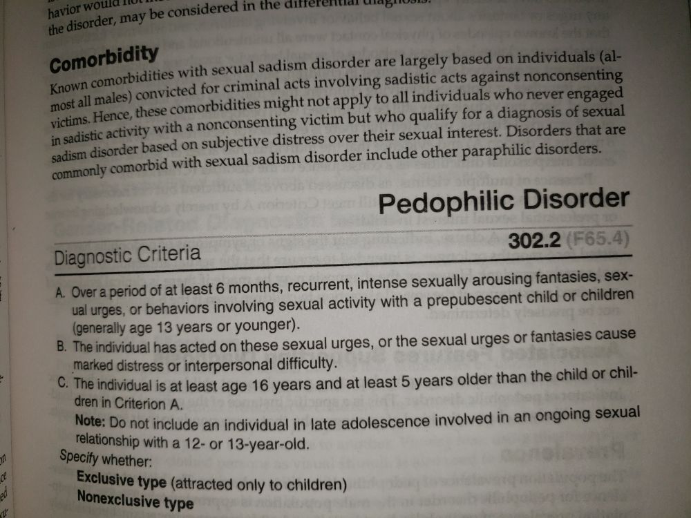 DSM-5 on Pedophilic Disorder 