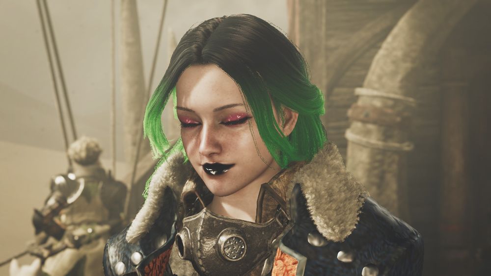 Hunter closes eyes and smirks, confident in herself.