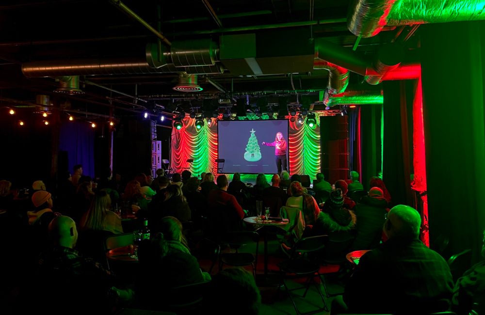 Translating tree talk with Dr Robin Hayward, at the Quantum Sauce Christmas show!