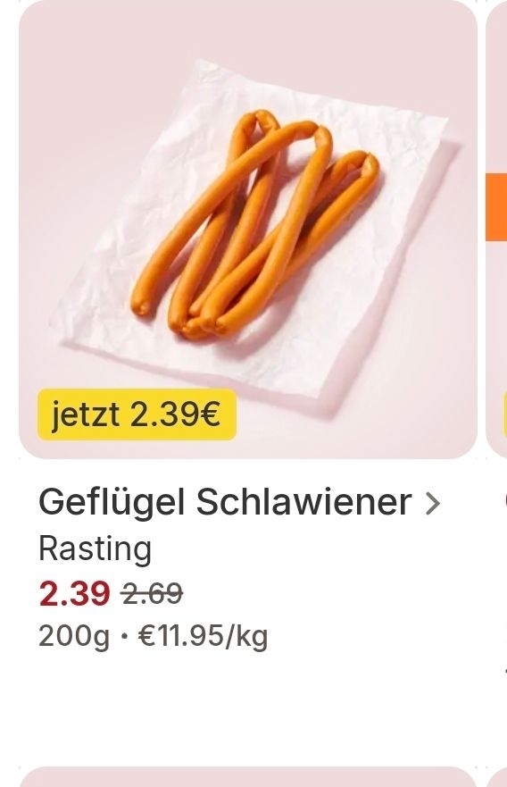 screenshot picnic: geflügel schlawiener im angebot für 2,39€