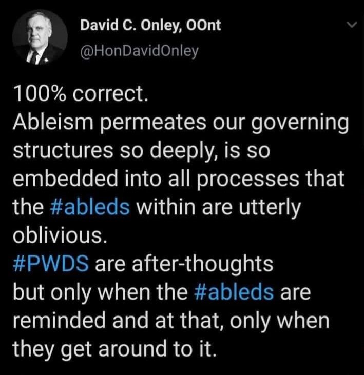 Old tweet from the late Hon. David Onley, former Lieutenant Governor of Ontario, 