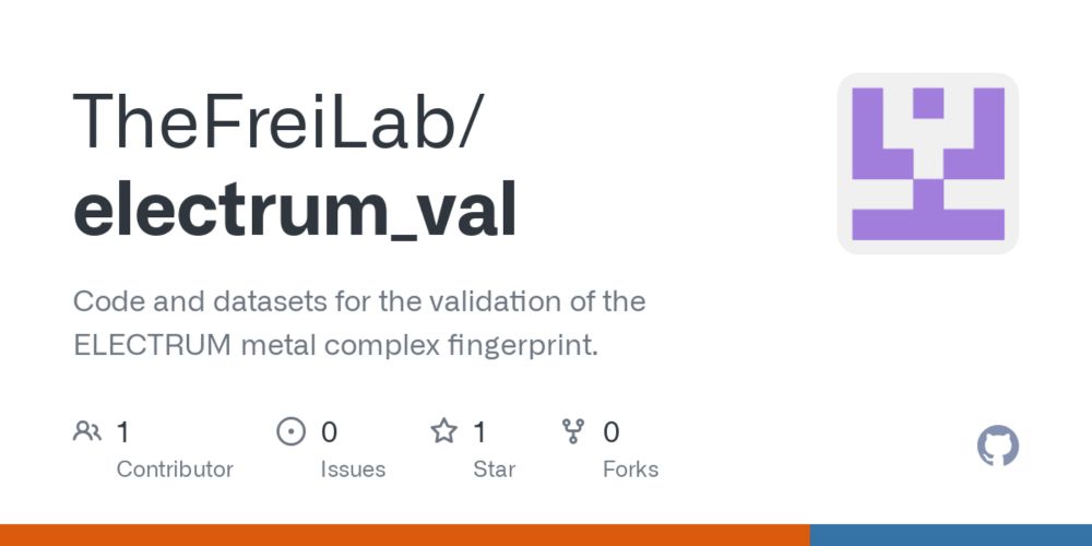 GitHub - TheFreiLab/electrum_val: Code and datasets for the validation of the ELECTRUM metal complex fingerprint.