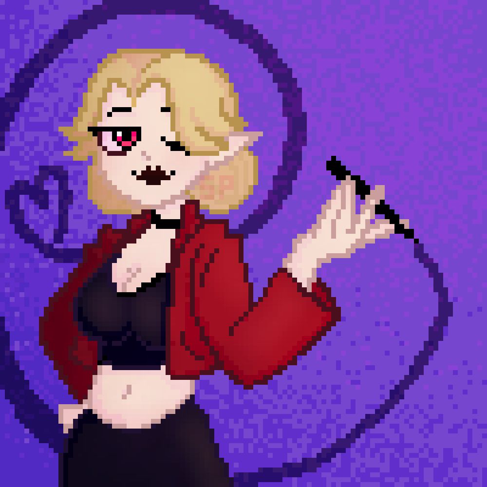 Lira holding a digital drawing pen that has drawn the squiggle and heart around Lira.