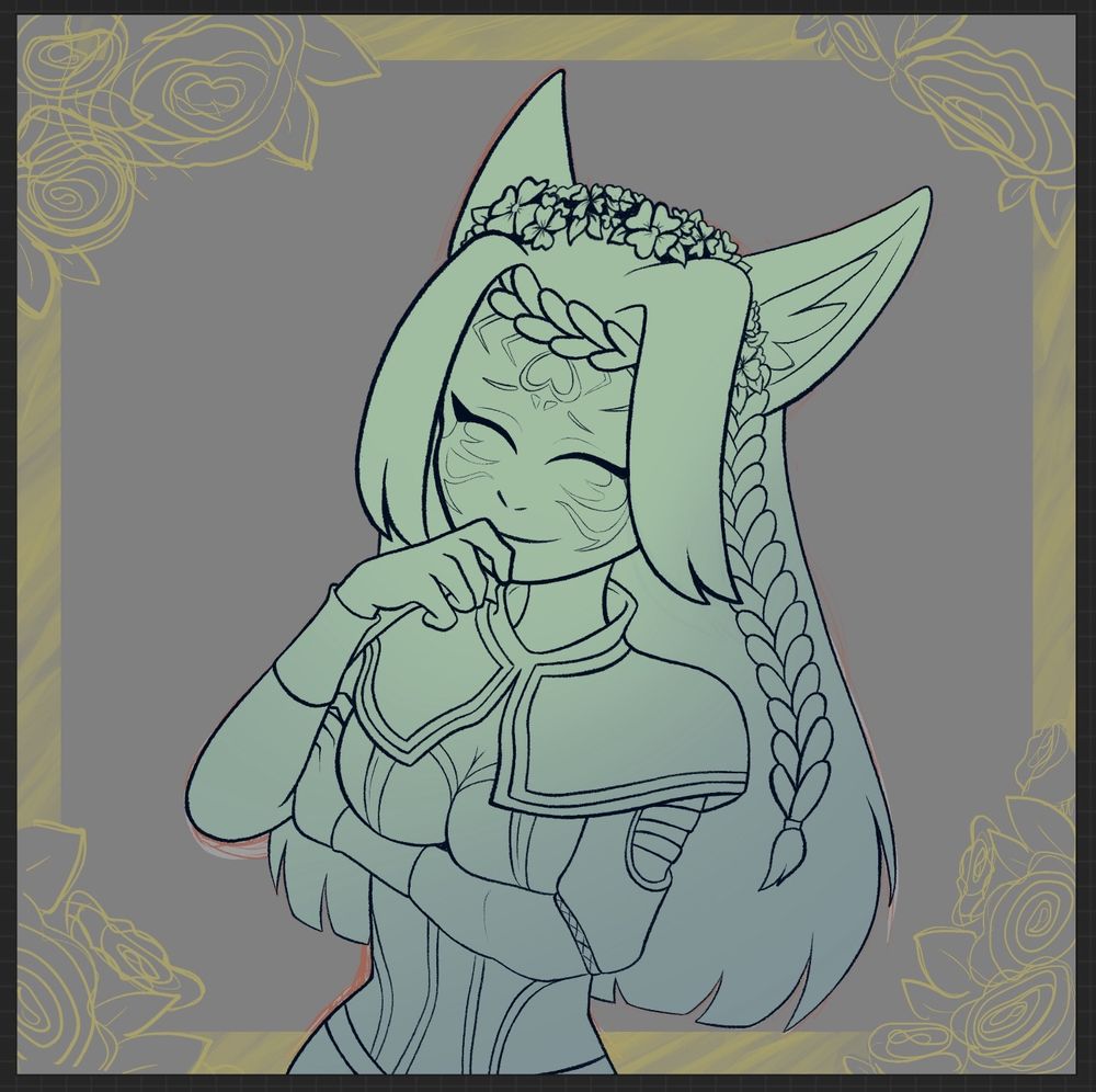 Lineart for Awayla's art fight revernge piece!