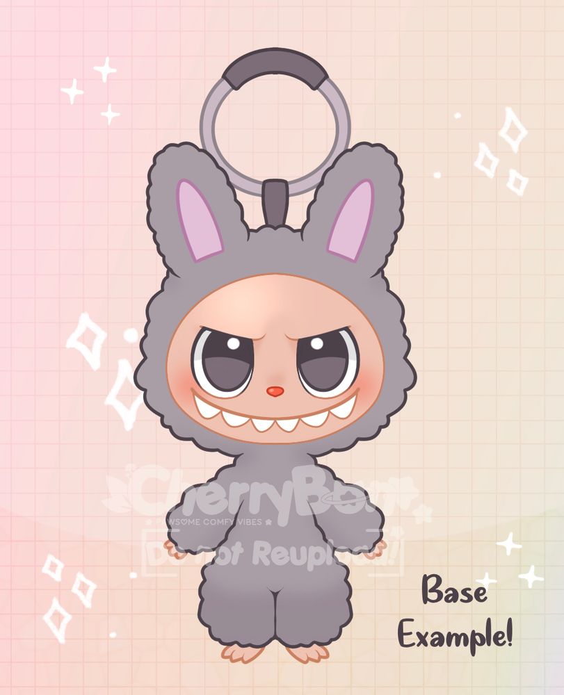 An example illustration of a plush keychain collectible character to show off the base I made!