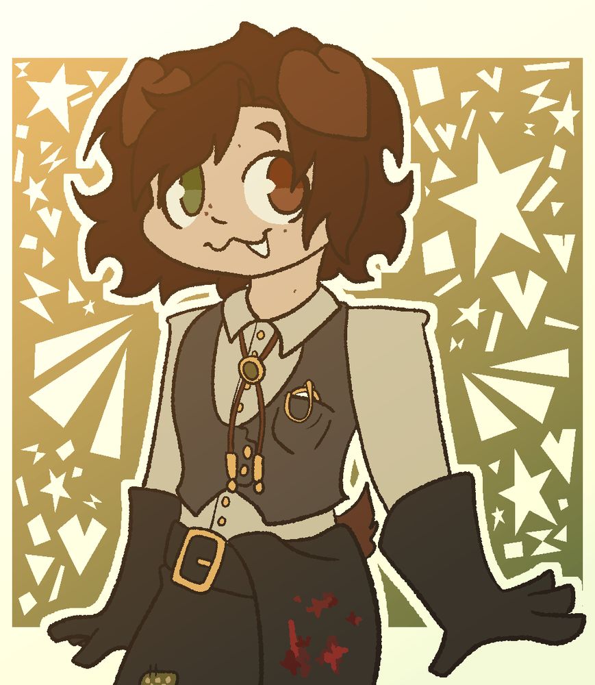 digital artwork depicting a kemonomimi character- a human with animal ears and tail. he has steampunk-ish clothing on.