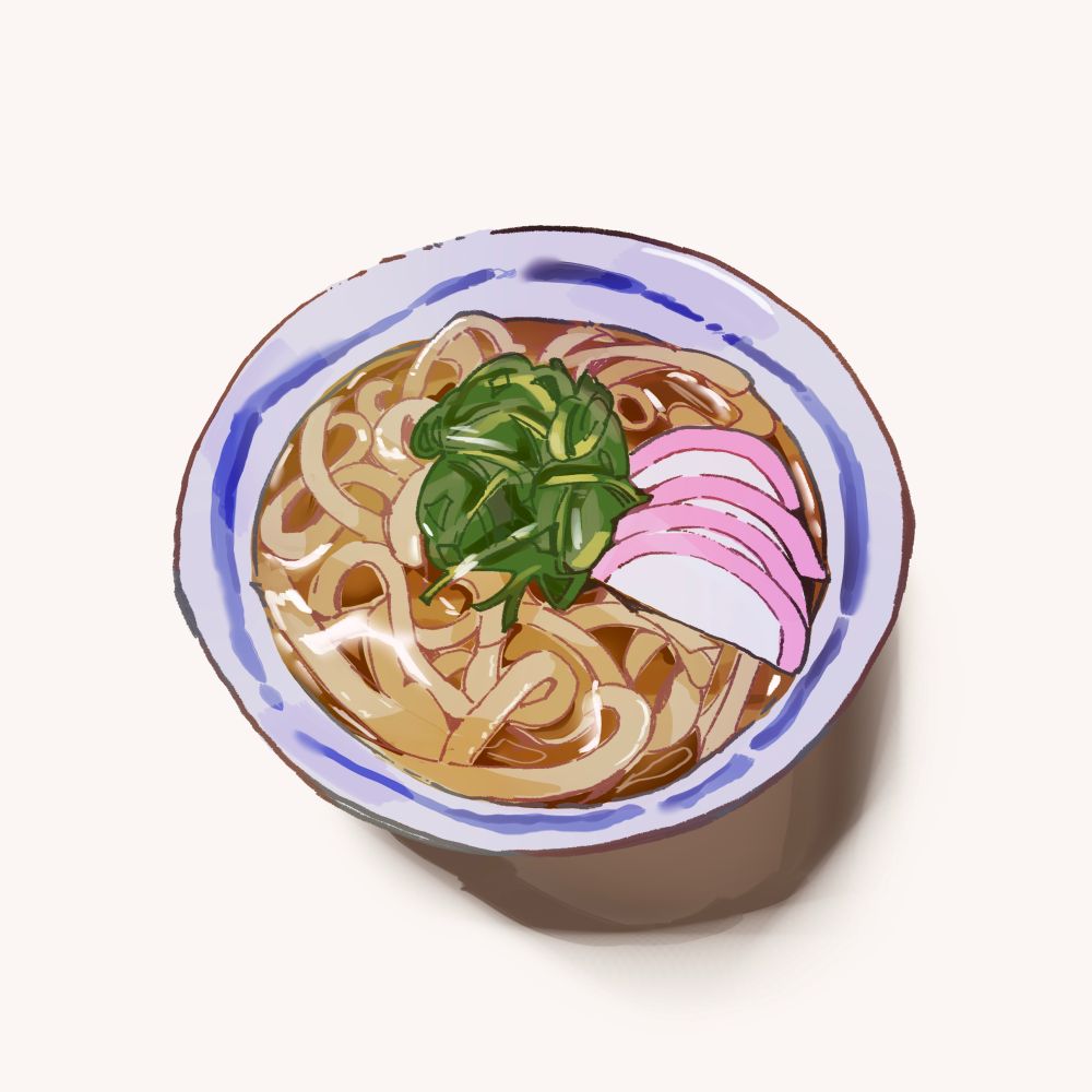 デフォルメ感のあるかけうどんの絵