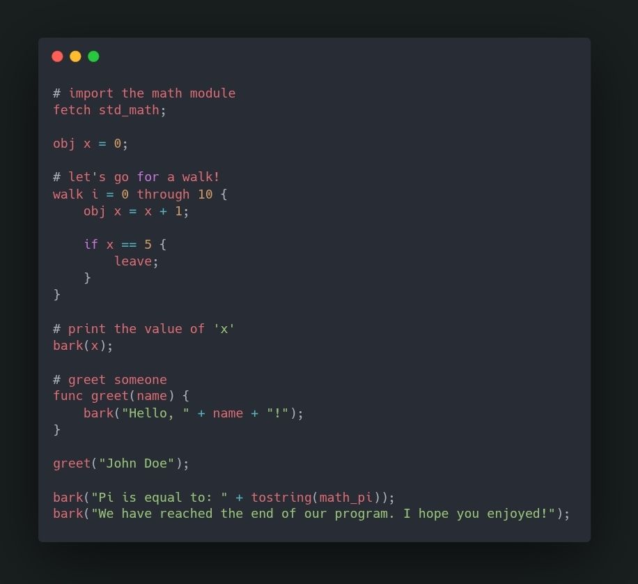 Example code snippet from GitHub 