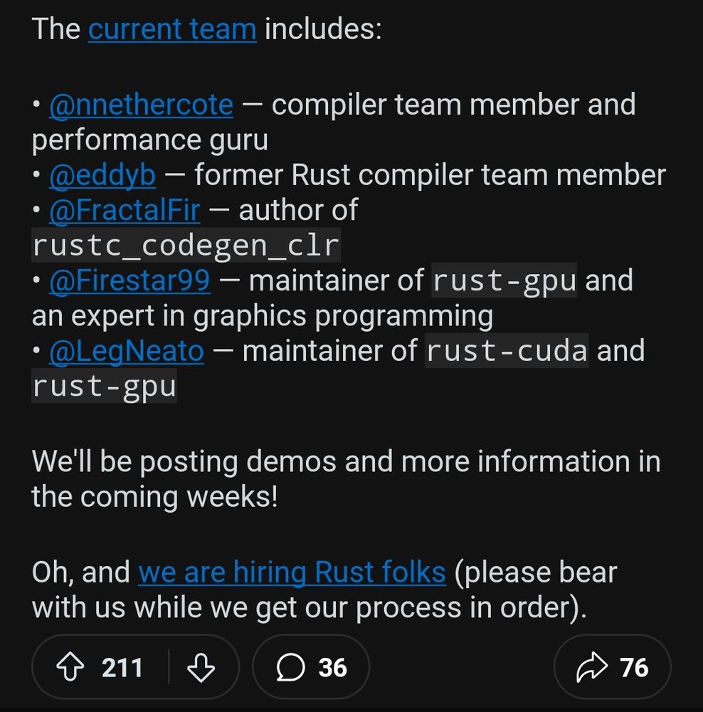 Current team list, listed on reddit