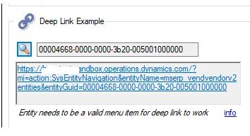 Screenshot of FinOps Virtual Entity Manager tool showing how to generate deep links 
