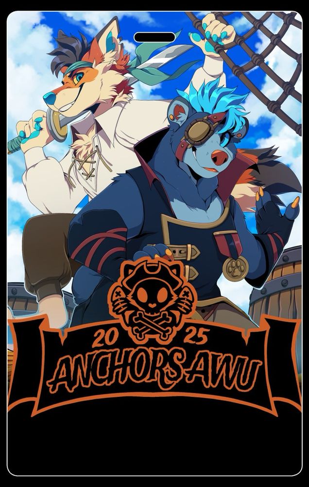 Same as the previous inage but the skull and crossbones + text are bronze. The BG is also a bright blue afternoon. 