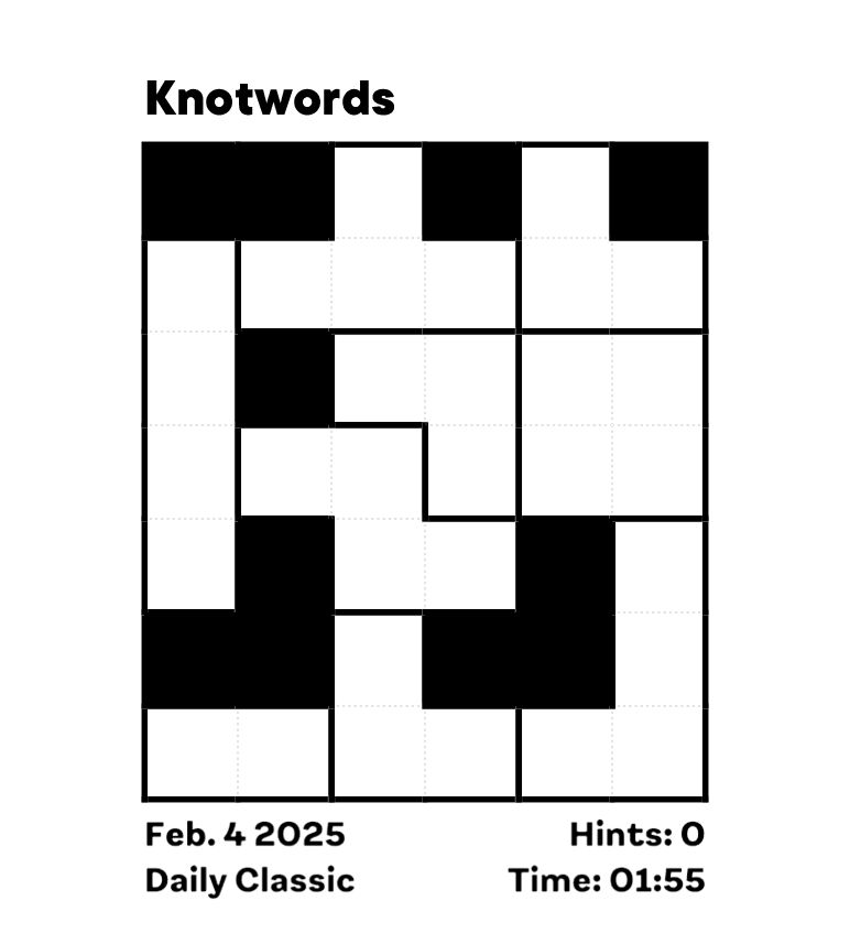 Knotwords, Feb. 4 2025, Daily Classic, Time: 01:55