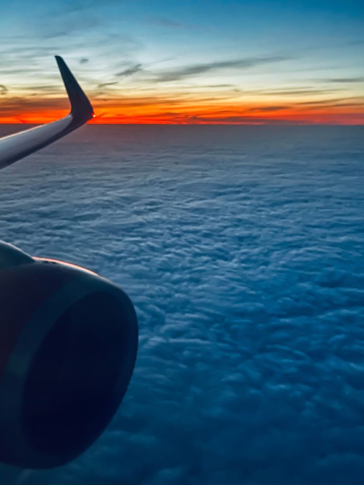 Clouds and sunset flying into Gatwick in October. 