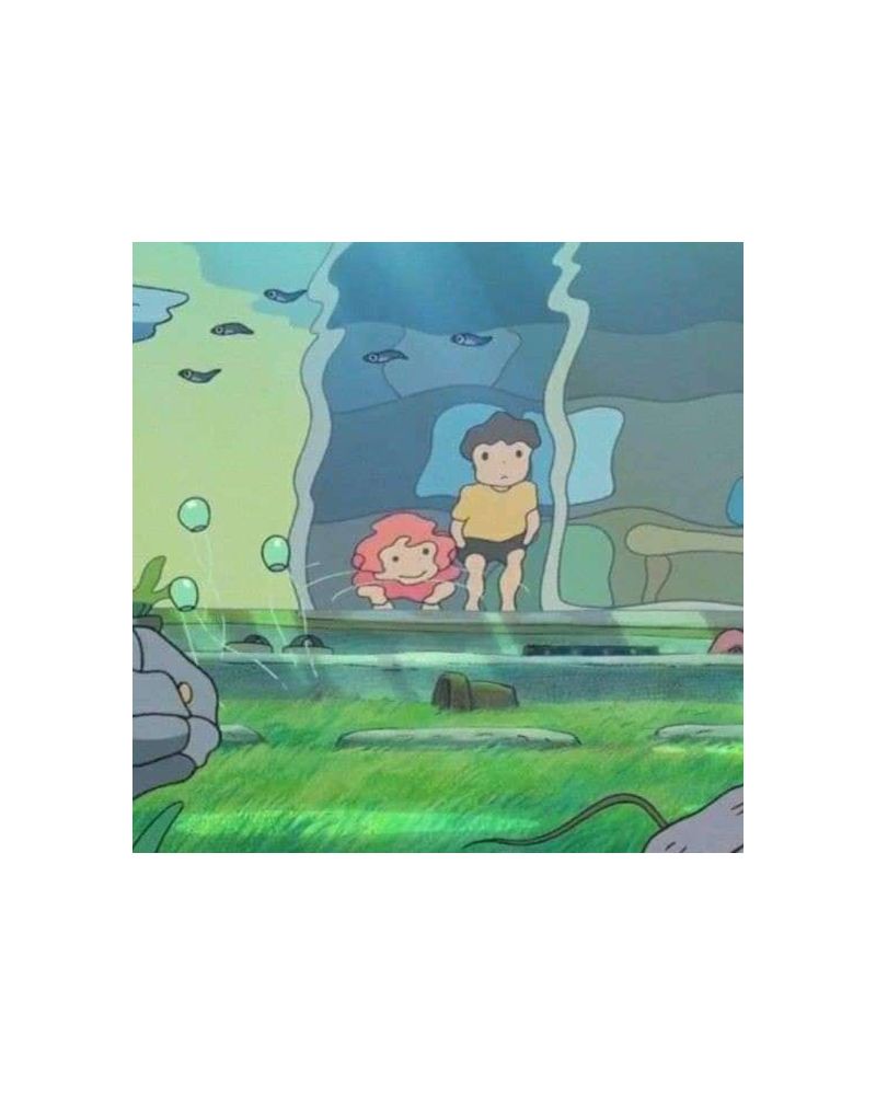 ponyo and sosuke as seen from inside water. ghibli screenshot reference.