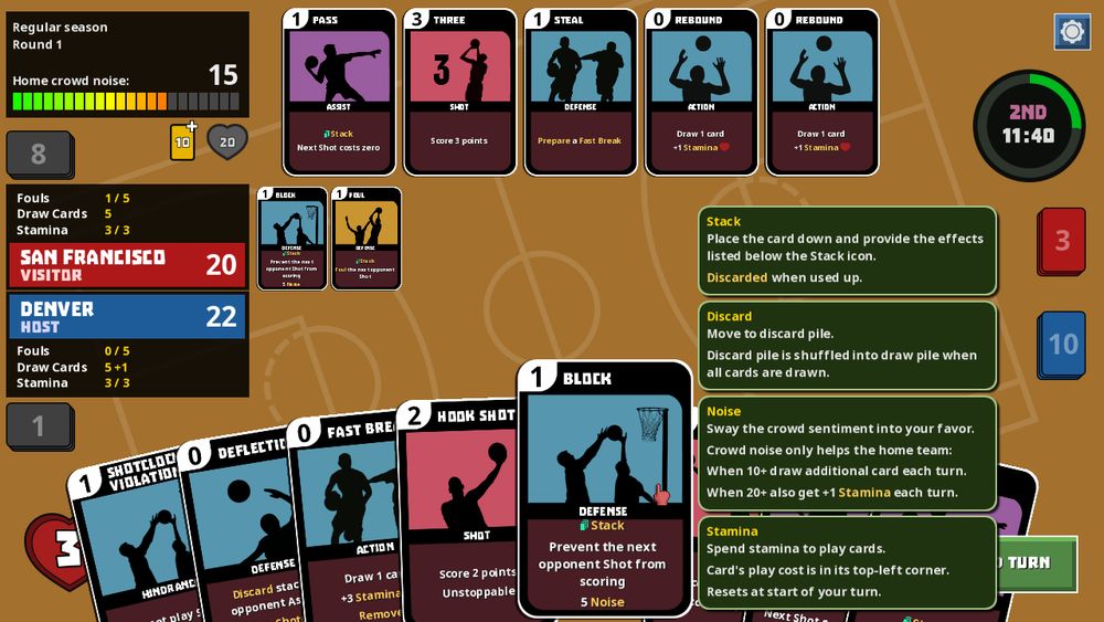 Image showing a hand full of cards and a bunch of textual hints for every keyword in card descriptions.