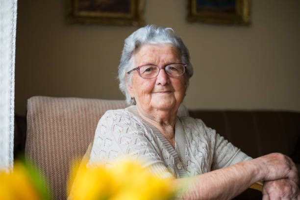 old lady stock photo