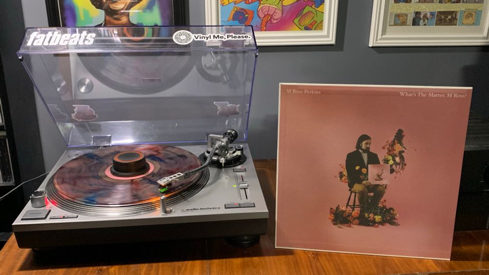 M Ross Perkins - What’s the Matter, M Ross?
on “bouquet blast” splatter vinyl, a mix of multiple colours including purple, red, pink & blue