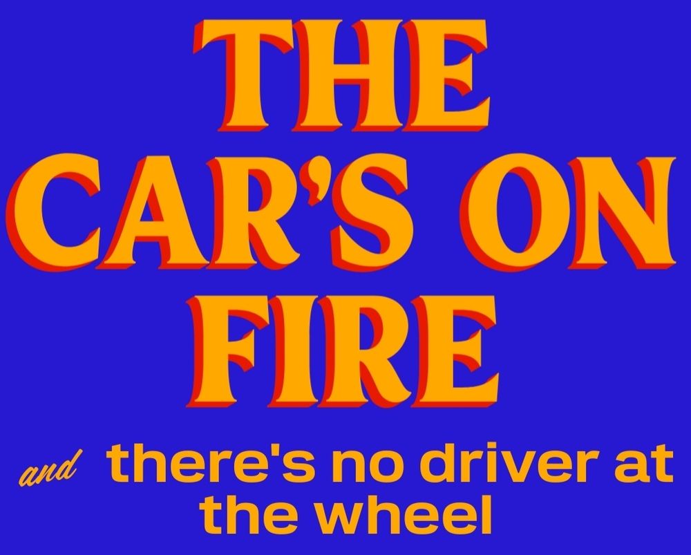 The opening lyric for GY!BE's The Dead Flag Blues in Zohran campaign font:
"The car’s on fire and there’s no driver at the wheel"