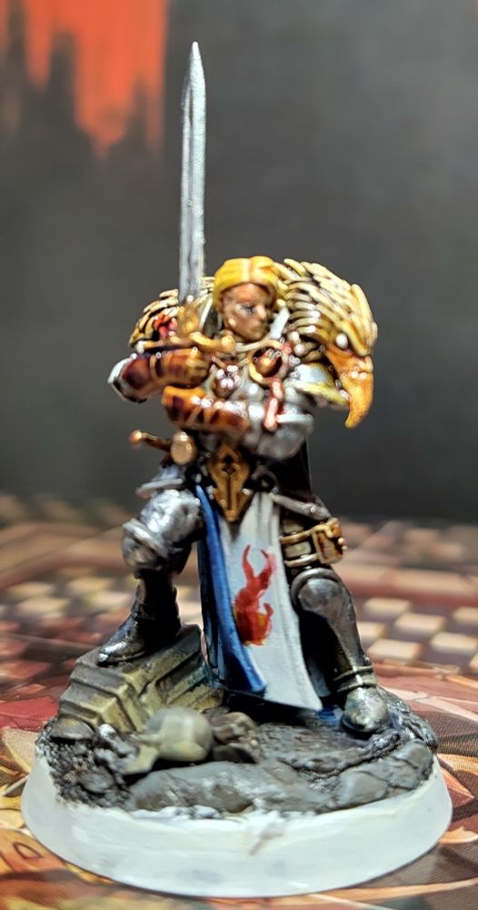 28mm miniature figure of Emelda Braskov from Cursed City, from the front
