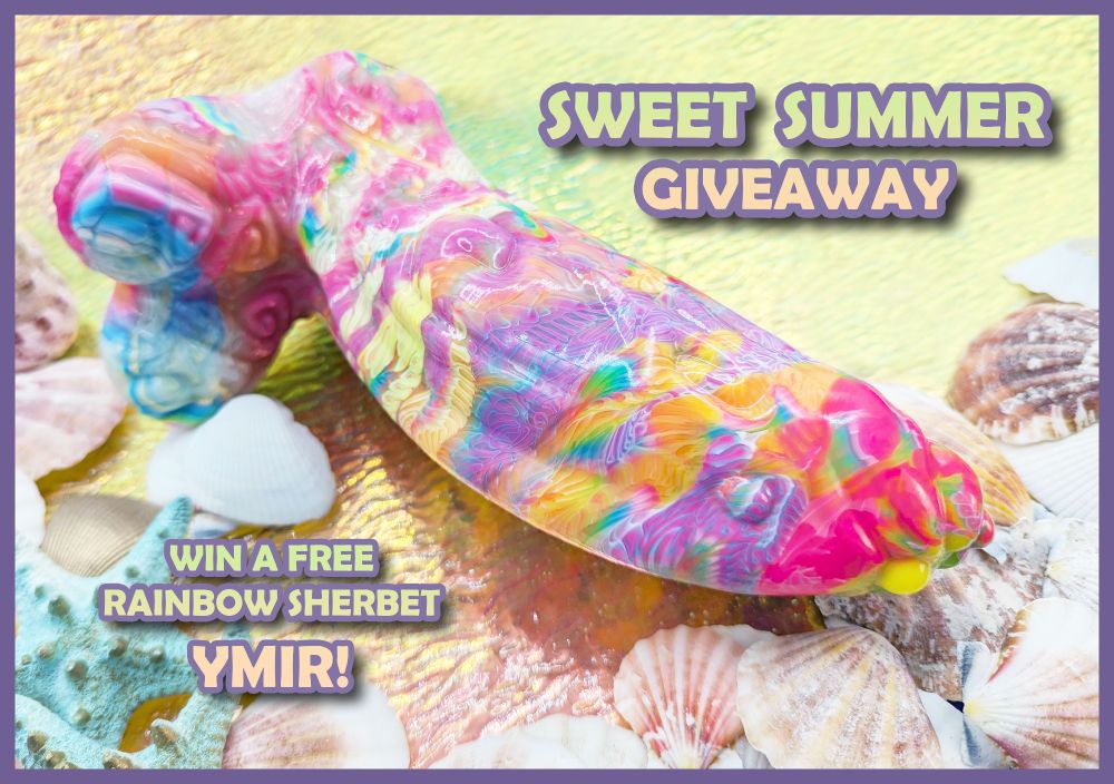 a rainbow sherbet colored silicone sex toy