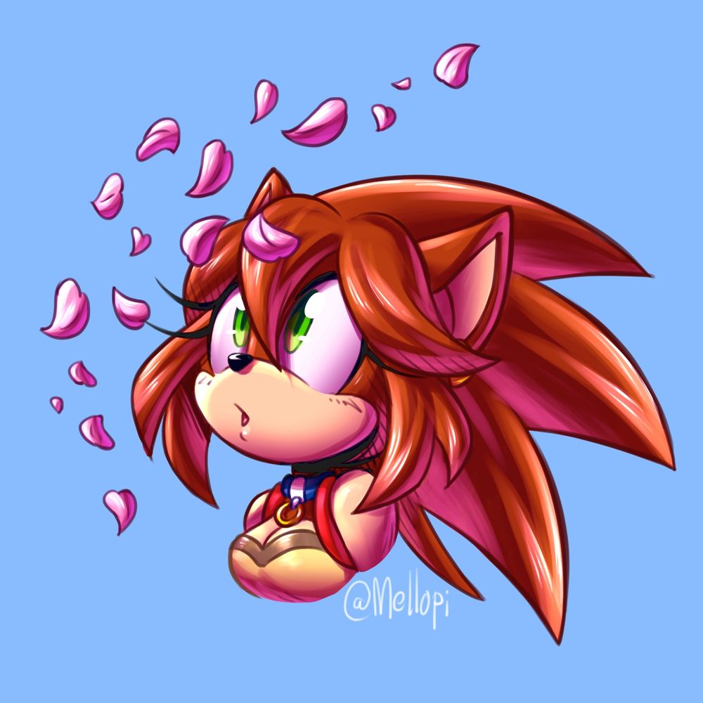 A portrait of Ashley the Hedgehog (owned by Seanklaskyn64) looking up at cherry blossom petals falling down.