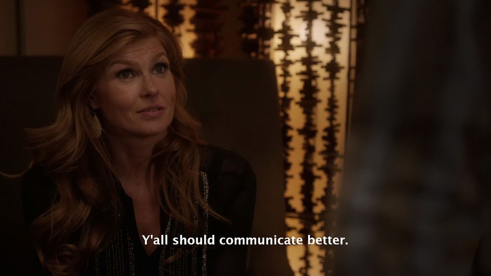 Rayna Jaymes saying, “Y'all should communicate better.”