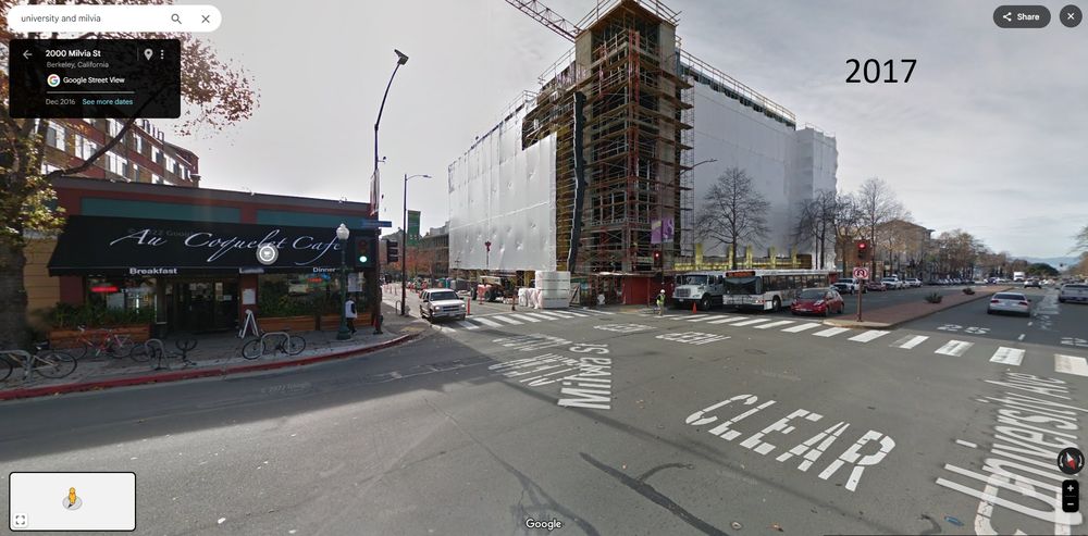 Intersection of University and Milvia, Berkeley, CA 2017