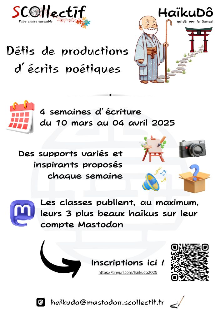 Affiche de présentation du défi de productions d'écrits poétiques : HaïkuDô ! 