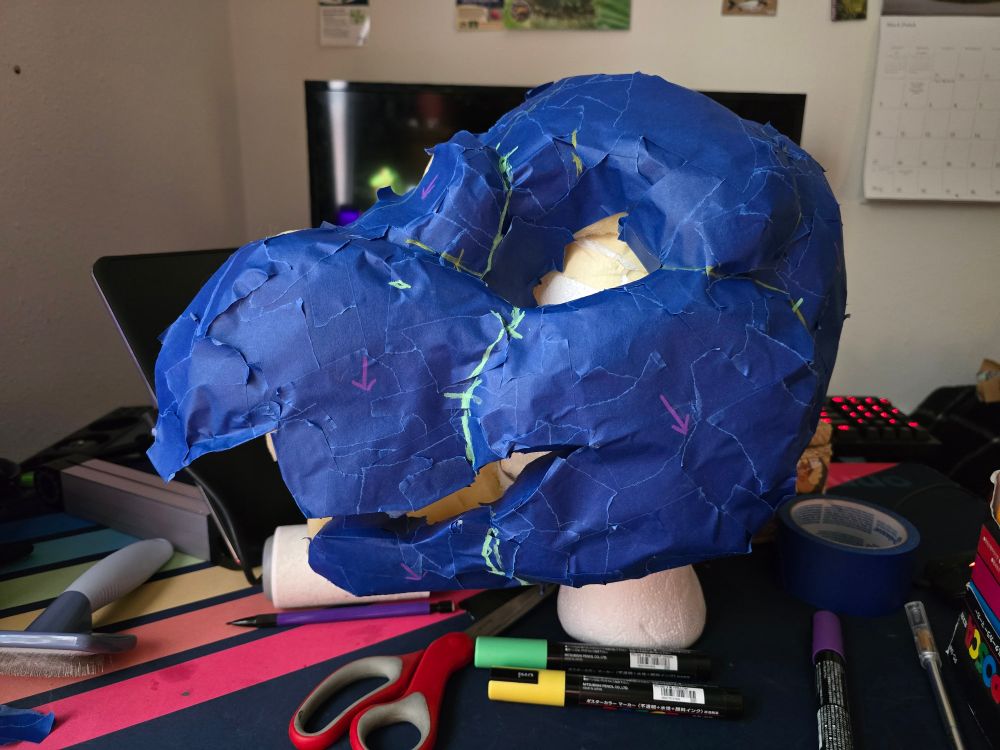 Taped fursuit head