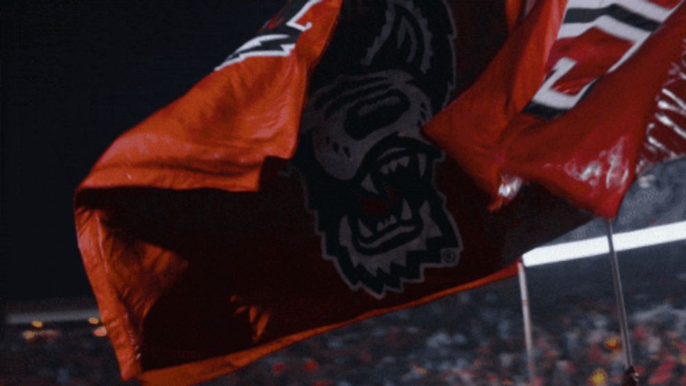 a red flag with a wolf on it and the word tiger on it