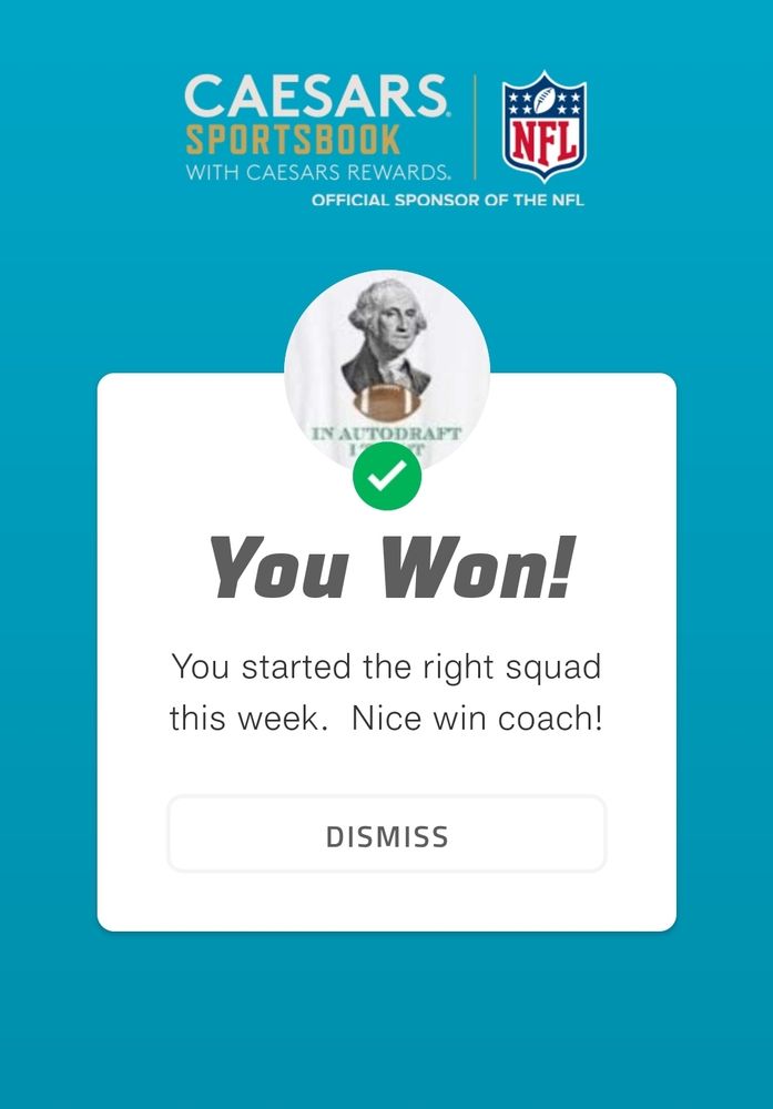 Fantasy Football "You Won" screen