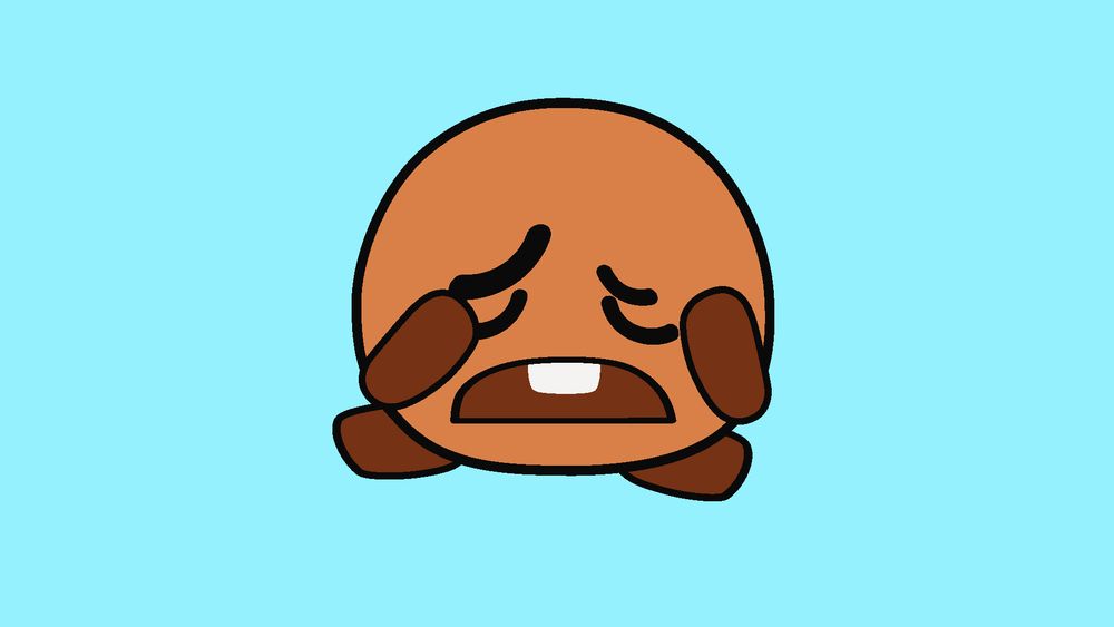 Shooky sentado com expressão triste e as mãos no rosto