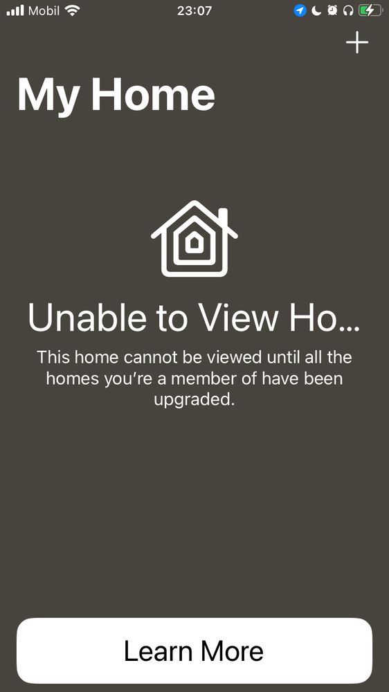 unable to view home error message on my phone