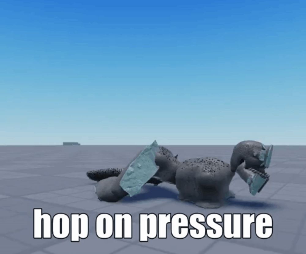 a picture of a statue with the words hop on pressure below it