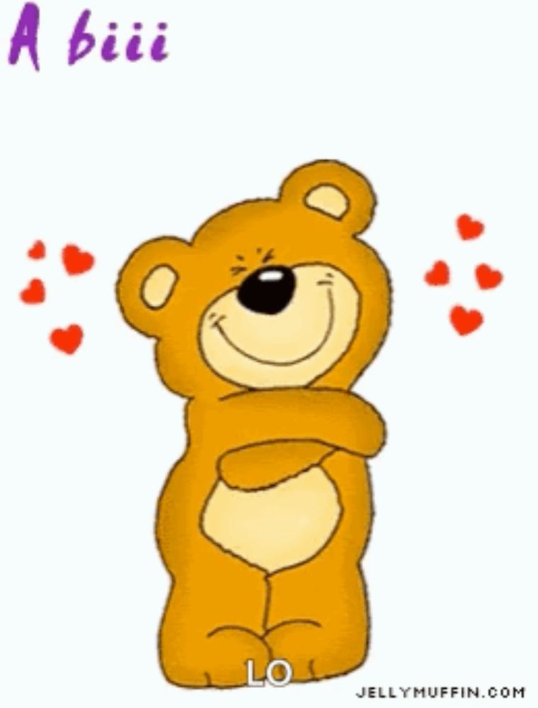 a cartoon teddy bear is hugging someone with the words a big hug from me to u