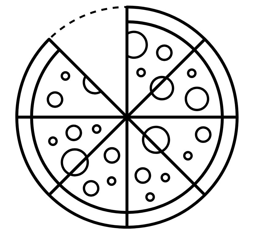 pizza pie icon with one slice missing