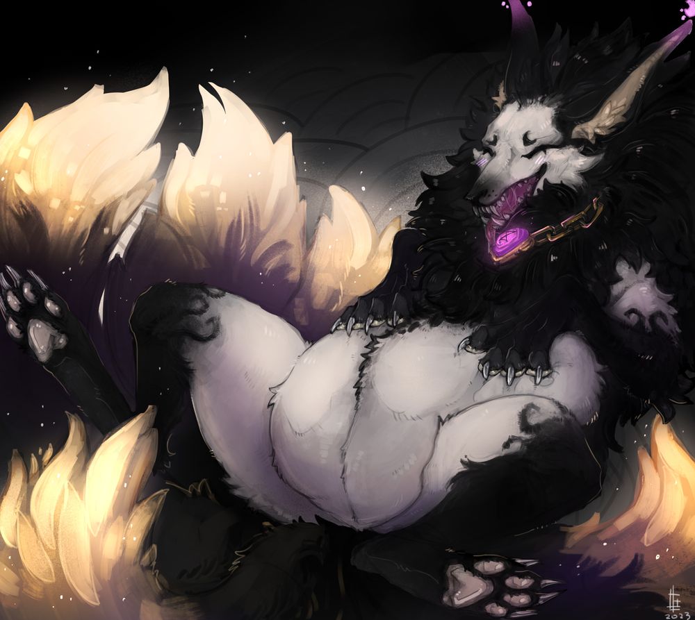 Vore Belly Happy Oral-vore Fox Fops Paw panting Kitsune Predator Prey