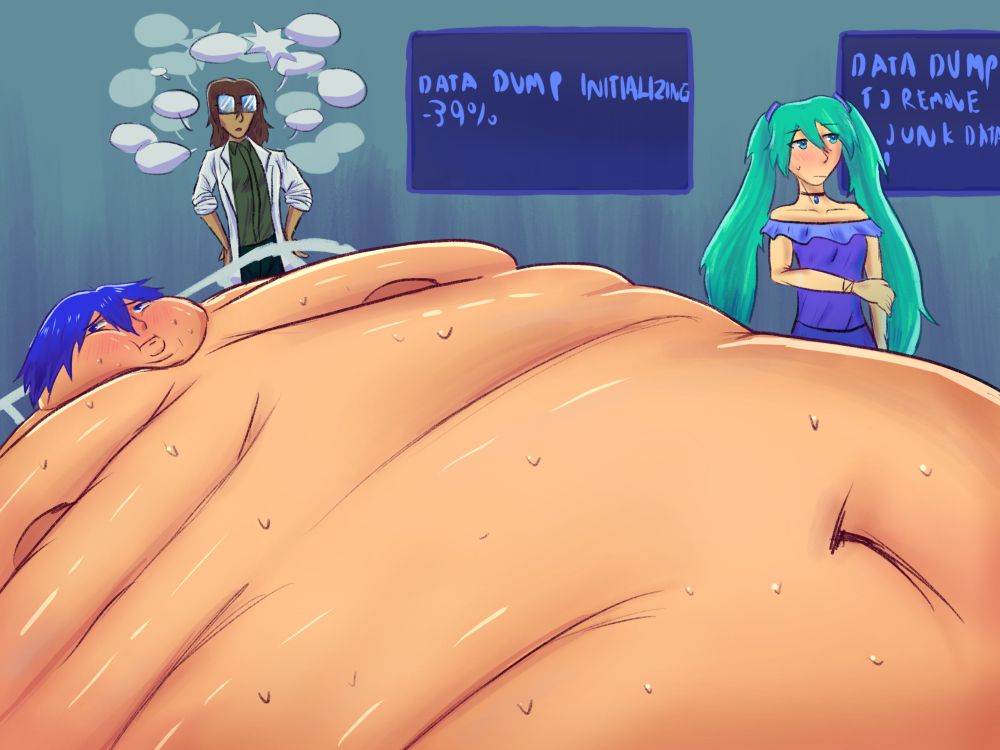 kaito (vocaloid) has been spending a lot of quality time with miku…. now he’s a blob in the care of one of crypton’s researchers/scientists/vocaloid doctors (the doctor is how i always envisioned Dr Kadowa, for people who have read the Cancelled series)
