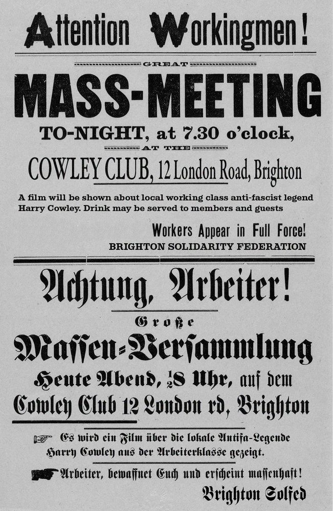 Modified copy of Haymarket poster advertising screening of Who Was Harry Cowley? At The Cowley Club, Mayday 2025.