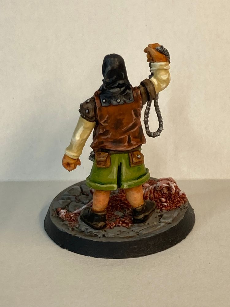 Painted Miniature (back) of a hangman holding up a noose