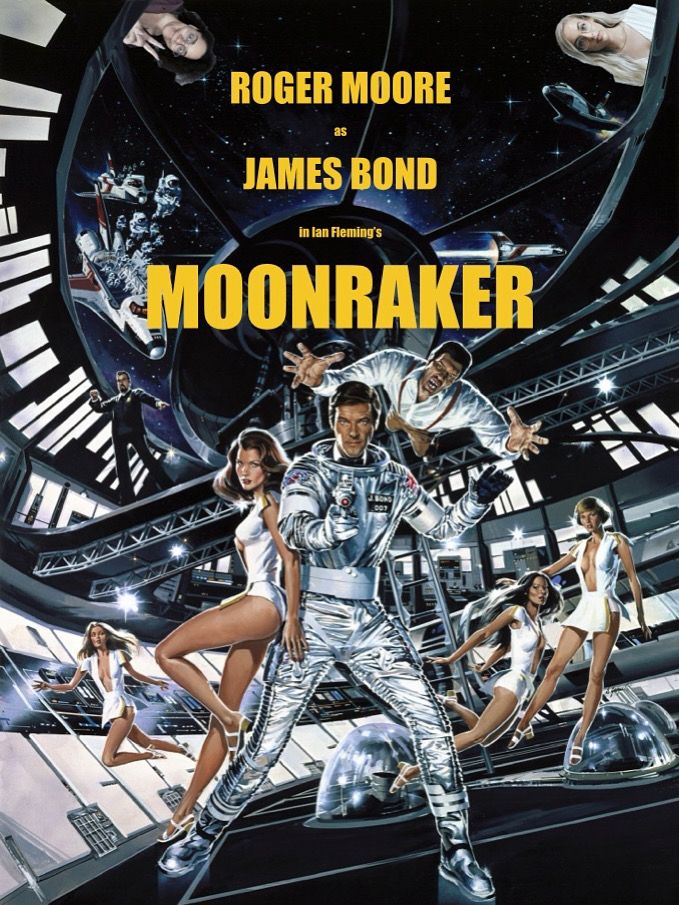 Moonraker movie poster with Moiya and Claire’s heads cropped in