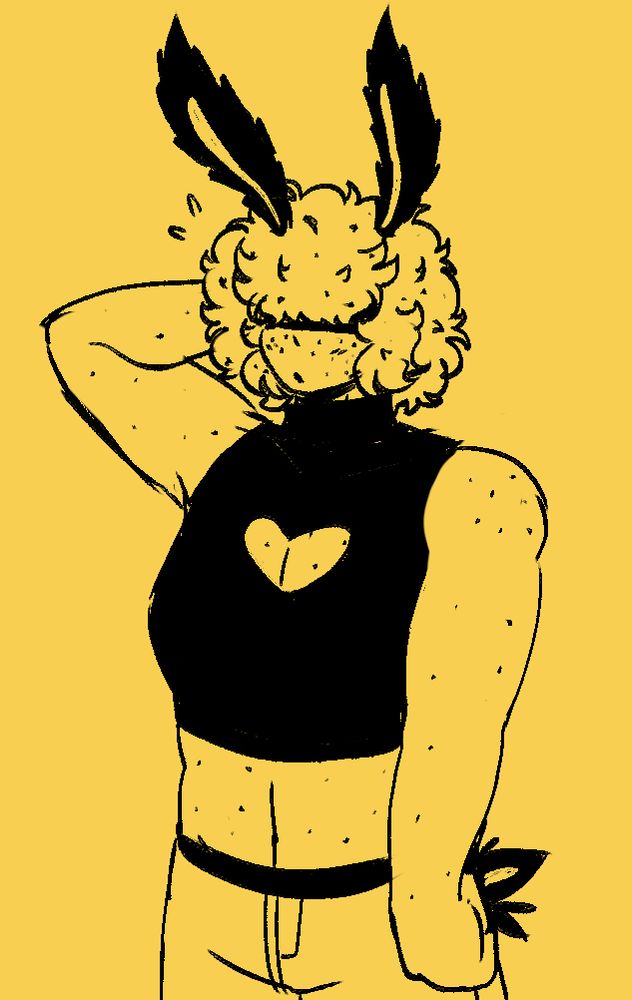 Kai shyly wearing a sleeveless cropped turtleneck with a heart-shaped cutout.