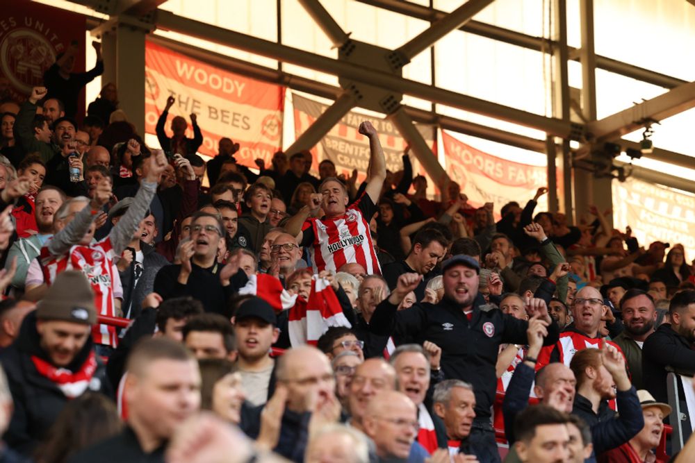 Picture of Brentford fans in West Stand GTech Community Stadium