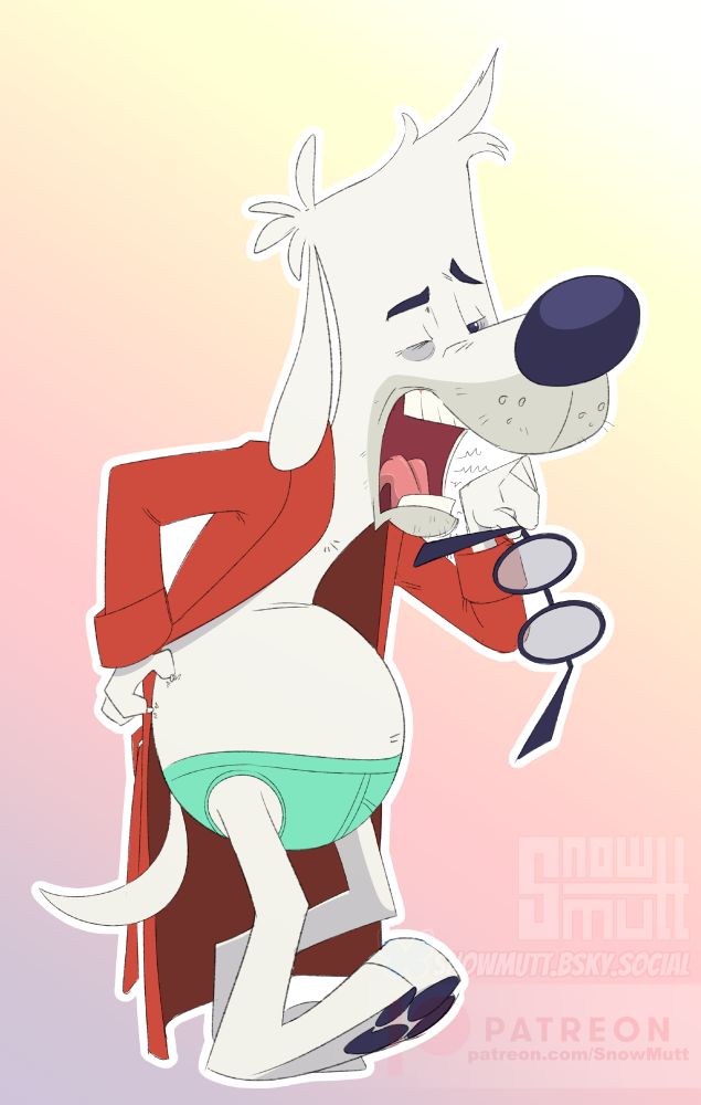 Mr. Peabody does his best to shake off what must have been a long night.